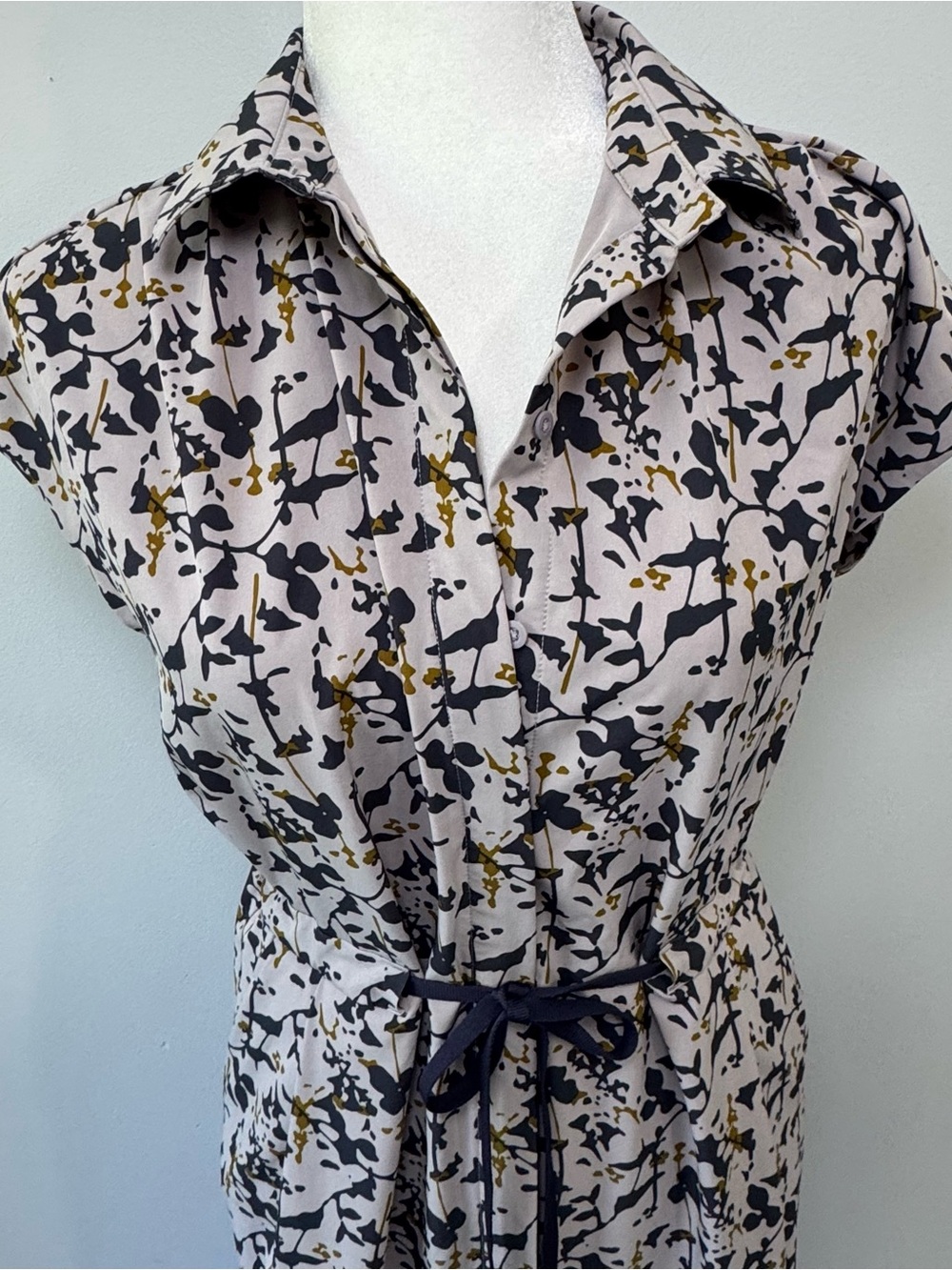 REI Cooperative Floral Print Midi Shirt Dress Drawstring Waist Cap Sleeve XS - Picture 3 of 15